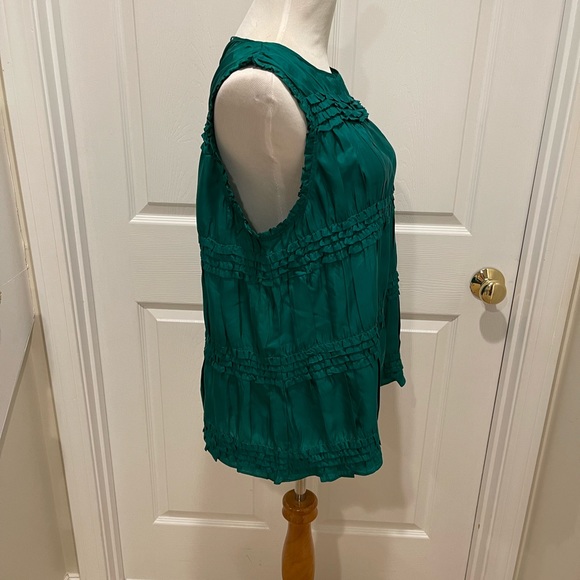 Theory Tops Theory Emerald Green Silk Topblouse Small Duffel Detail